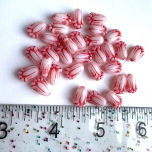White Metallic Pink Wash Tulip Bead, Czech Glass Bead, 11mm, 20 Beads - Image 3