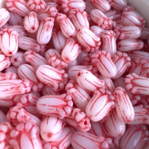 White Metallic Pink Wash Tulip Bead, Czech Glass Bead, 11mm, 20 Beads