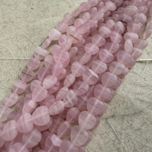 Vintage Czech Glass Heart Bead - Matte Pink/White/Crystal - 8mm - 25 Beads
