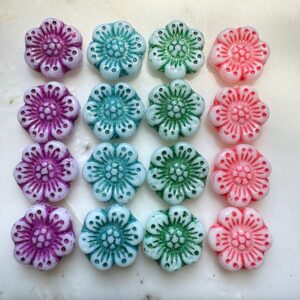 Czech Glass Anemone Flower Bead 14mm