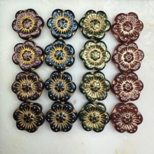 Czech Glass Anemone Flower Bead 14mm