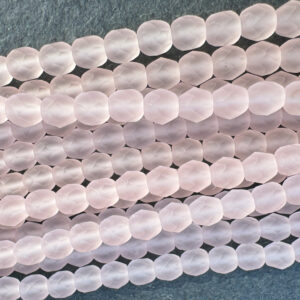 Alternative view of 5mm Czech Glass Fire Polish Matte Transparent Light Pink, 25 Beads