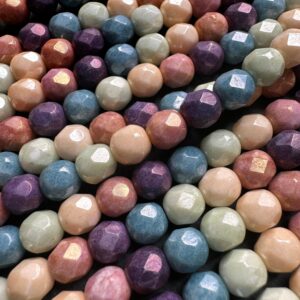 5 Color Luster 6mm Czech Glass Fire Polish, 45 Beads