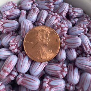 Light Blue Metallic Pink Wash Tulip Bead, Czech Glass Bead, 11mm - Image 3