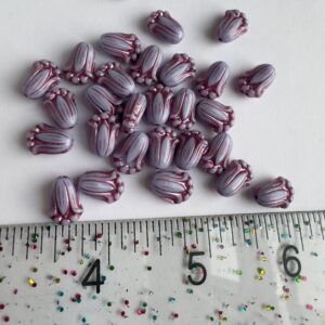 Light Blue Metallic Pink Wash Tulip Bead, Czech Glass Bead, 11mm - Image 4