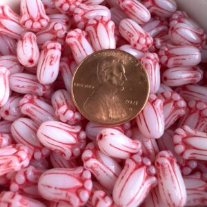 White Metallic Pink Wash Tulip Bead, Czech Glass Bead, 11mm, 20 Beads - Image 4