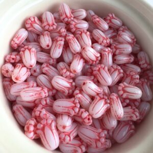 Alternative view of White Metallic Pink Wash Tulip Bead, Czech Glass Bead, 11mm, 20 Beads