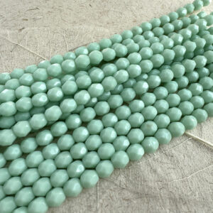 Mint 6mm Czech Glass Fire Polish