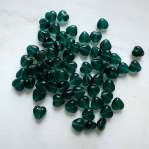 Alternative view of Tiny Teal Transparent Heart Czech Glass Bead, 6mm, 50 Beads