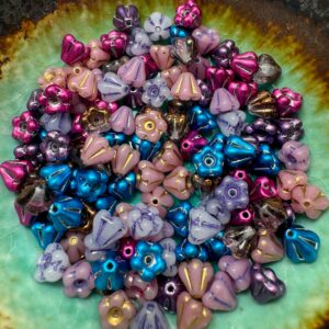 Alternative view of Baby Bell Flower Czech Glass Bead Mix, 5mm x 6mm, 49 beads