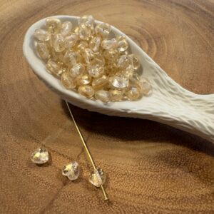 Crystal Gold Wash Czech Glass Heart Bead 6mm 25 Beads - Image 3