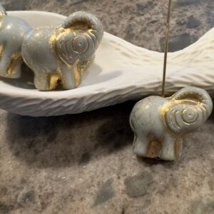 Alternative view of Grey Gold WashCzech Glass Elephant Beads, 20mm x 21mm, 4 beads