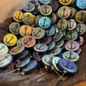 Laser Etched Bead, Tattoo Bead, Anchor, 14mm, 8 Beads