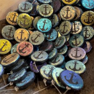 Laser Etched Bead, Tattoo Bead, Anchor, 14mm, 8 Beads - Image 2