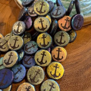 Laser Etched Bead, Tattoo Bead, Anchor, 14mm, 8 Beads - Image 4