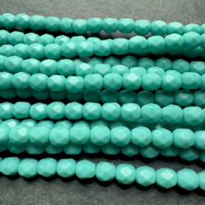 Turquoise 4mm Czech Glass Fire Polish