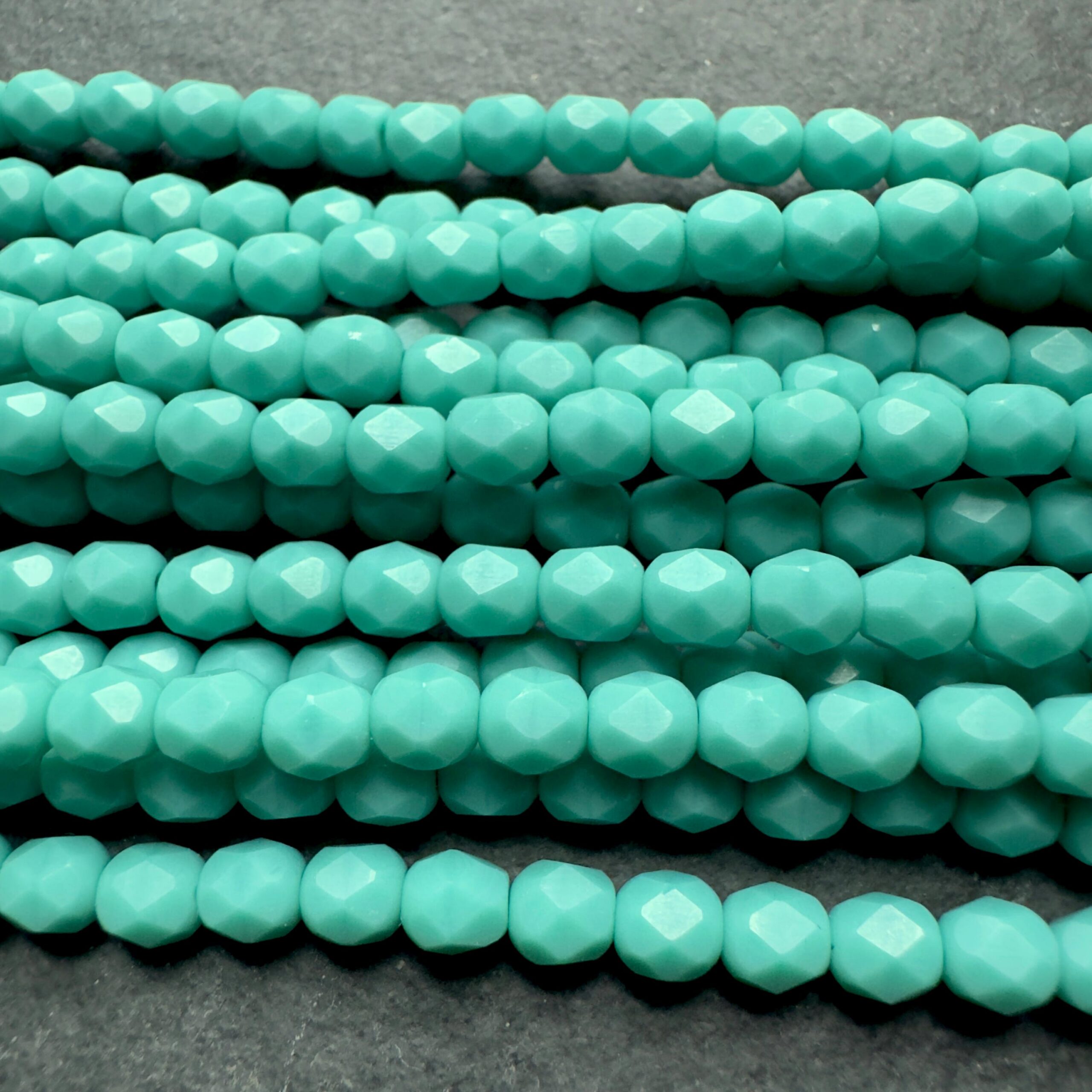 Turquoise 4mm Czech Glass Fire Polish
