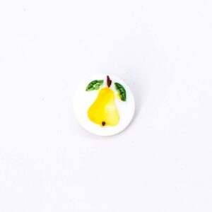 Shaded Yellow Pear, Vintage Czech Glass Button, 2 Buttons, 13mm