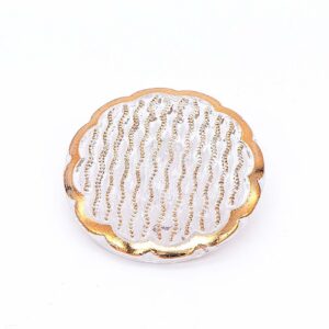 Vintage Czech Glass Button, Crystal/Gold, Glass Shank, 26mm
