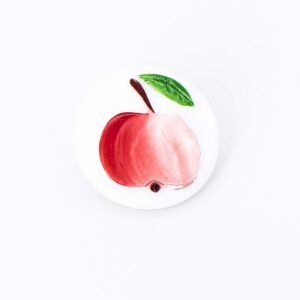 Red Apple, Vintage Czech Glass Button, 2 Buttons, 18mm