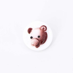 Brown Bear Button, 4 Buttons, 13mm Vintage Czech Glass Button