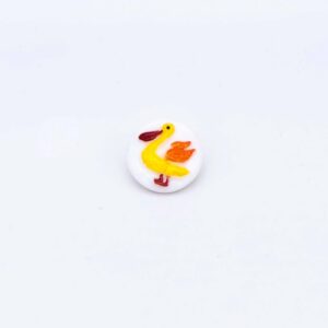 Yellow Pelican Button, 4 Buttons, 13mm Vintage Czech Glass Button