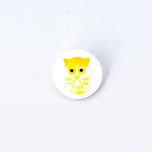 Yellow Owl Button, 2 Buttons, 13mm Vintage Czech Glass Button