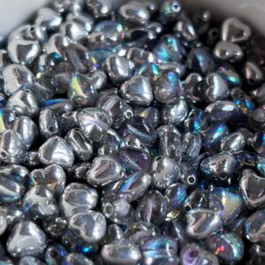 Crystal Silver Rainbow Heart Czech Glass Bead 6mm 25 Beads - Image 3