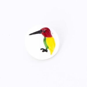 Red/Yellow Bird Button, 4 Buttons, 13mm, Vintage Czech Glass Button