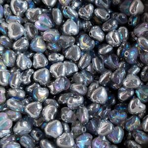 Alternative view of Crystal Silver Rainbow Heart Czech Glass Bead 6mm 25 Beads