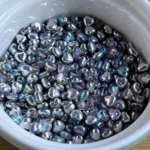 Crystal Silver Rainbow Heart Czech Glass Bead 6mm 25 Beads - Image 4