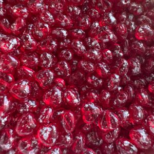 Transparent Red Siam Silver Speckled Czech Glass Heart Bead, 6mm, 25 Beads