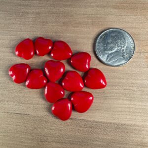 Alternative view of Vintage Opaque Red Heart Czech Glass Bead, 12 x 11mm, 15 Beads