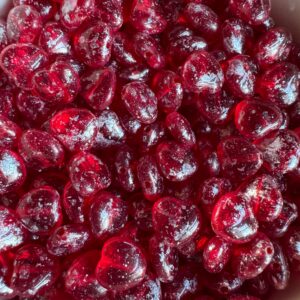 Transparent Red Siam Silver Speckled Czech Glass Heart Bead, 8mm, 25 Beads