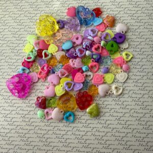 Alternative view of Kawaii Heart Charms Mix, 100pcs Pastel Acrylic Charms, Cute Plastic Heart Pendants for Jewelry Making, Phone Charms