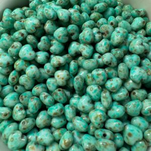 Alternative view of Turquoise Picasso Heart Czech Glass Bead 6mm 40 Beads