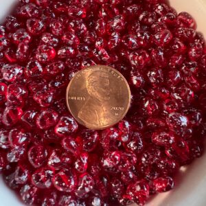Transparent Red Siam Silver Speckled Czech Glass Heart Bead, 6mm, 25 Beads - Image 3