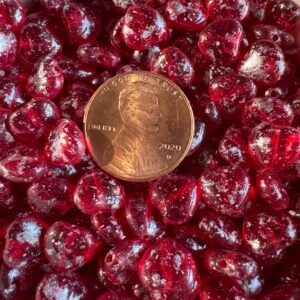Transparent Red Siam Silver Speckled Czech Glass Heart Bead, 8mm, 25 Beads - Image 5