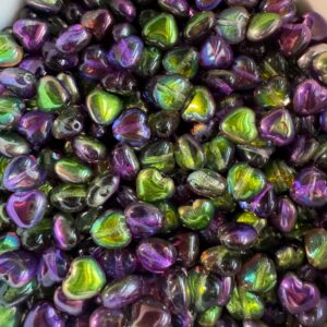Crystal Magic Orchid Heart Czech Glass Bead, 6mm, 25 Beads