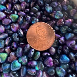 Crystal Etched Magic Blue Heart Czech Glass Bead 6mm 25 Beads - Image 3