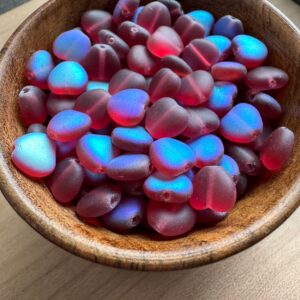 Matte Fuchsia AB Heart Czech Glass Bead - 8mm - 25 Beads