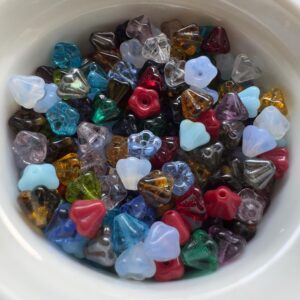Baby Bell Flower Czech Glass Bead Mix, 4mm x 6mm, 50 beads
