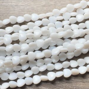 White Czech Glass Heart Bead 8mm 25 Beads