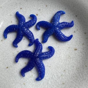 Vintage German Resin Starfish Pendant – Cobalt Blue Sea Star Charm – Nautical Jewelry Making Supply – Beach Ocean Craft Bead - 30mm - 4pcs.