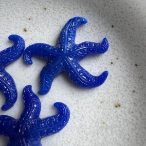 Alternative view of Vintage German Resin Starfish Pendant – Cobalt Blue Sea Star Charm – Nautical Jewelry Making Supply – Beach Ocean Craft Bead - 30mm - 4pcs.