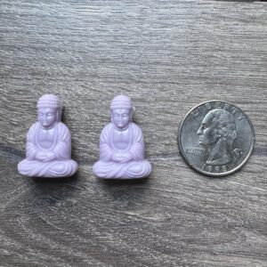 Alternative view of Vintage German Light Purple Buddha Resin Beads - Meditation Bead - 28mm x 18mm - 2 Pcs