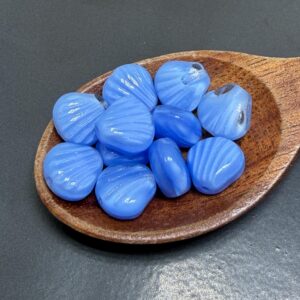 Blue and Crystal Seashell, Clam, Fan Czech Glass Bead, 15 Beads, 9mm - Image 2