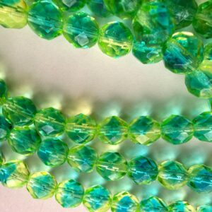 Czech Glass Fire Polished Glass Beads 7mm Teal Yellow