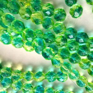 Czech Glass Fire Polished Glass Beads 7mm Teal Yellow - Image 4