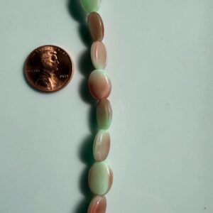 Czech Glass Oval 13 Beads Pink/Green 16mm x 9mm - Image 4